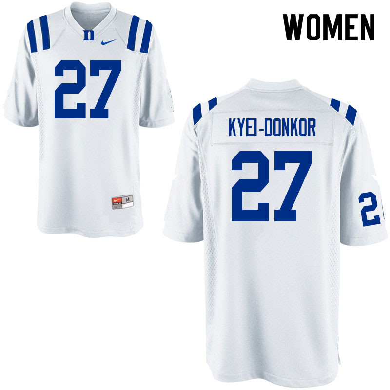 Women #27 Nate Kyei-Donkor Duke Blue Devils College Football Jerseys Sale-White - Click Image to Close